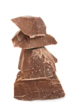 Raw chocolate on chunks Stock Photos