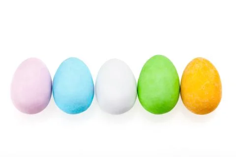 Raw of chocolate easter eggs Stock Photos
