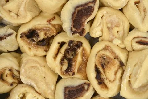 Raw Chocolate Hazelnut Rolls Stock Photos