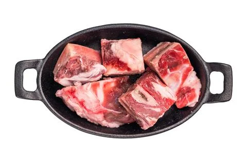 Raw chopped  lamb meat with bones, uncooked mutton isolated on white backgr.. Stock Photos