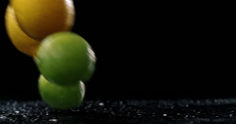 Raw citrus fruit bouncing and skidding Stock Footage 55879904