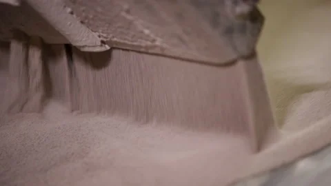 Raw Clay Materials Moving on Conveyor Belt in Ceramic Tile Factory Slow Motion Stock Footage 167136378