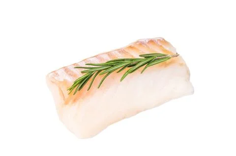 Raw cod fish fillet, ready for cooking Boneless white fish meat isolated on.. Stock Photos