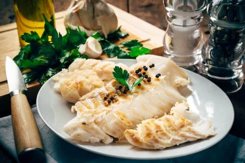 Raw codfish fillet Stock Photos