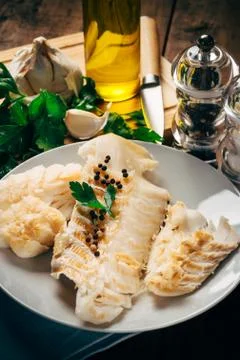 Raw codfish fillet Stock Photos
