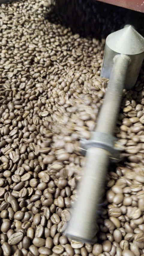 Raw Coffee Beans Being Roasted Vertical Stock Footage 260626074