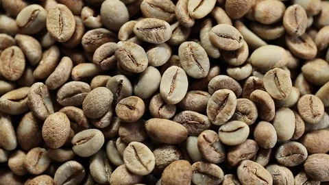 Raw Coffee Beans Rotation Slow Motion Video stock 124121979