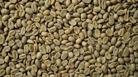 Raw coffee beans top view, slider shot Stock Footage 237919302