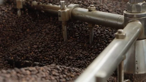 Raw Coffee Roasted in a Roaster Stock Footage 285826433