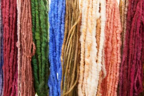 Raw colored yarn Stock Photos