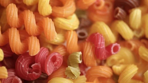 Raw colorful pasta close up 스톡 동영상 100897273