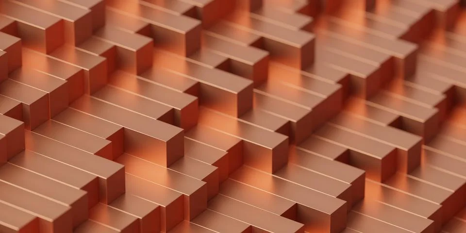 Raw copper block profiles stack, construction or manufacturing materials co.. Stock Illustration