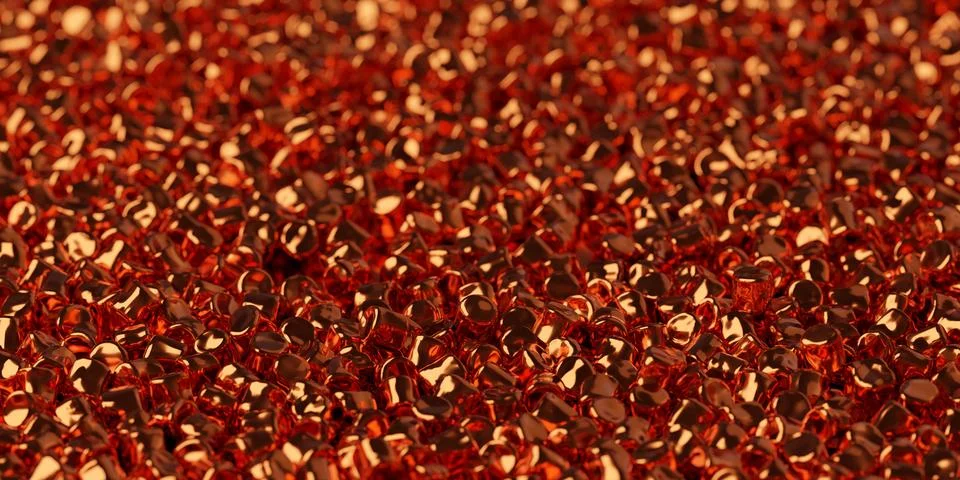 Raw copper pellets or wire cuts heap with selective focus, industrial manuf.. Illustrazione stock