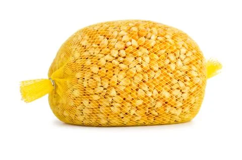 Raw corn grains package for popcorn making Stock Photos