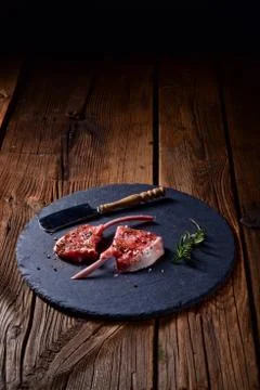 Raw cut rack of lamb Stock Photos