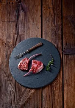 Raw cut rack of lamb Stock Photos