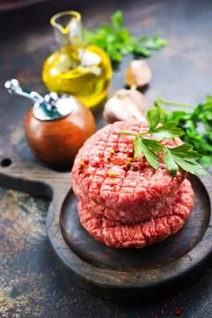 Raw cutlets for burger Stock Photos