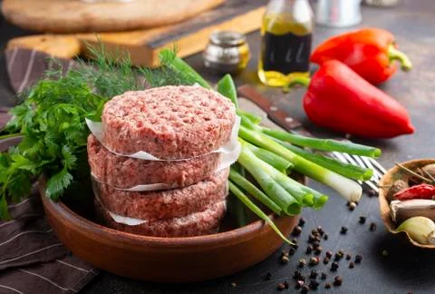 Raw cutlets Stock Photos