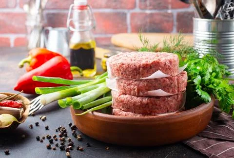 Raw cutlets Stock Photos