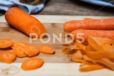 Raw cuts carrots Stock Photos