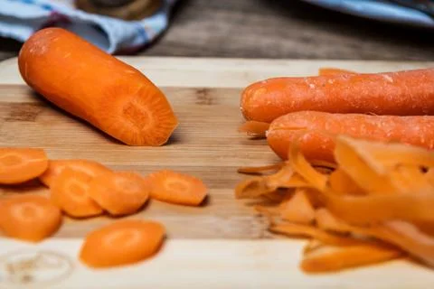 Raw cuts carrots Stock Photos
