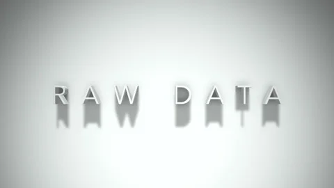 Raw Data 3D title animation with shadows on a white background Stock Footage 296550475