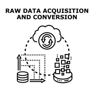 Raw data acquisition and conversion process illustration 库存插图
