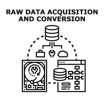 Raw data acquisition conversion process icon vector Stock Illustration