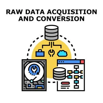 Raw data acquisition conversion process icon vector Stock Illustration