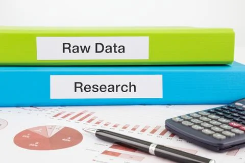 Raw data and research documents with reports Stock Photos