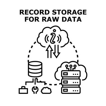 Raw data record storage cloud computing concept イラスト素材