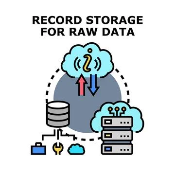 Raw data record storage cloud computing concept Illustrazione stock