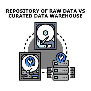 Raw data repository versus curated data warehouse concept Stock Illustration