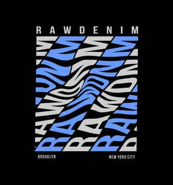 RAW DENIM Cool design typography, vector design text illustration, poster, ba Stock Illustration