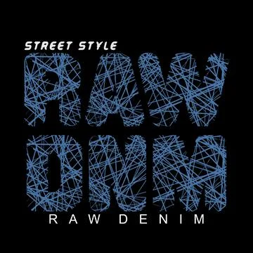 RAW DENIM design typography, vector design text illustration, poster, banner, Stock Illustration