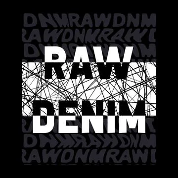 RAW DENIM design typography, vector design text illustration, poster, banner, Stock Illustration
