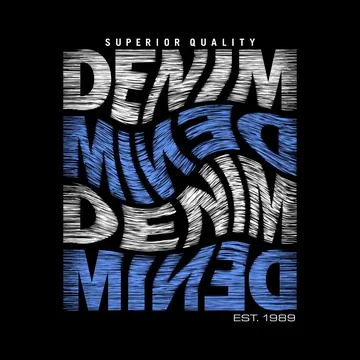 Raw Denim with effect cool design typography, Grunge vector design text illus Stock Illustration