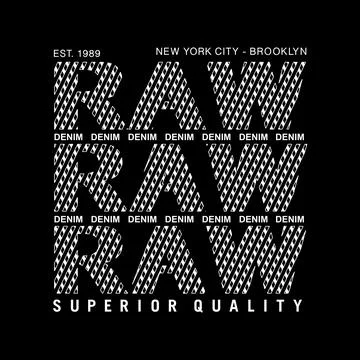 Raw Denim with effect cool design typography, Grunge vector design text illus Stock Illustration