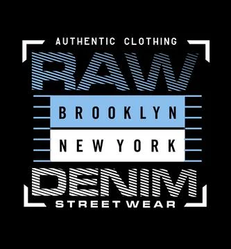 Raw Denim effect line typography tee shirt design graphic print Stock Illustration