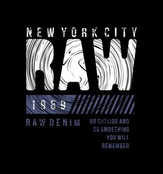 RAW DENIM grunge effect Cool design typography, vector design text illustrati Stock Illustration
