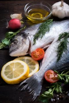 Raw dorada fish Stock Photos
