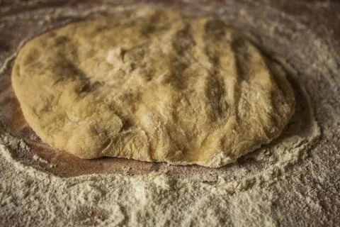 Raw dough flour on the table Stock Photos