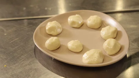 Raw dough, kitchen countertop, cooking dough Stock Footage 297380252