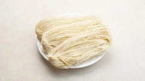 Raw dried Misoa or Misua, thin noodles, chinese food 库存照片