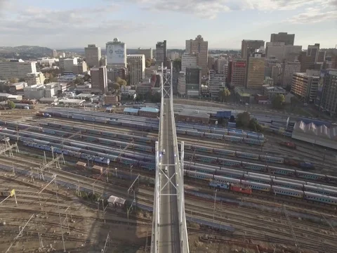 Raw drone Flyby shot over the Nelson Mandela Bridge 스톡 동영상 75825909