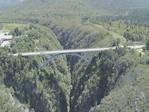 Raw drone shot approaching the Stormsriver bridge 스톡 동영상 75804995