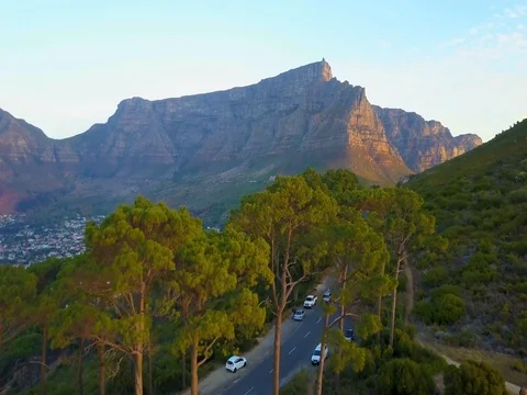 Raw drone shot of Table mountain approach 스톡 동영상 75349597