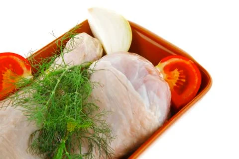 Raw drumstick with lettuce Stock Photos