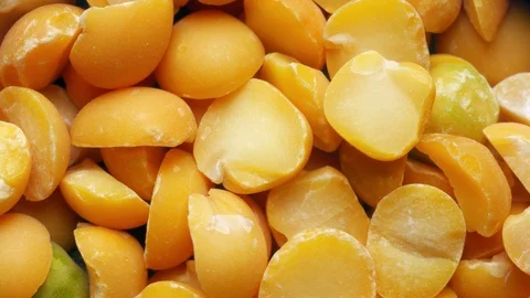 Raw dry yellow pea macro top view Stock Footage 98324011
