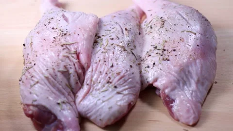 Raw duck legs on a kitchen table. Stock-Footage 146138224